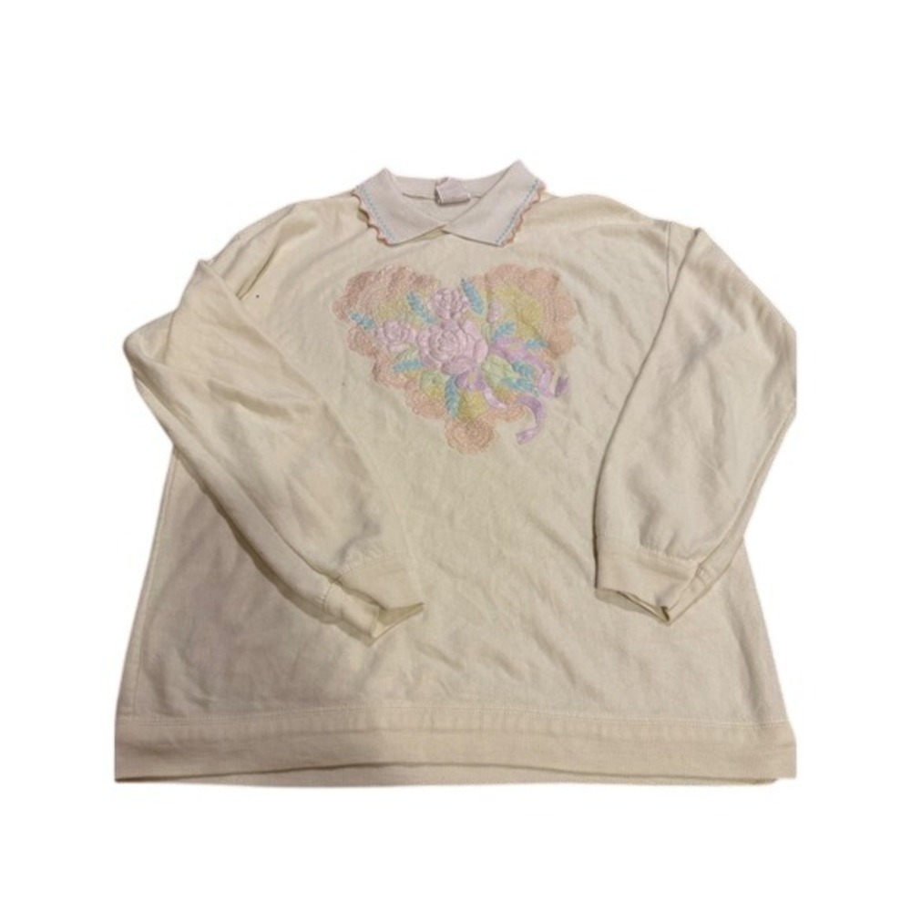 Vintage Bobbie Brooks 60s Pastel Floral Heart Embroidered shirt
